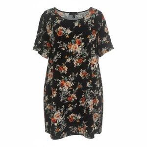 Plus Size 28 Black Floral Shift Dress